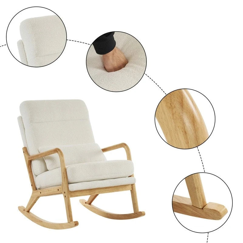 Fauteuil à bascule d'appoint rembourré à dossier haut de 99,9 cm