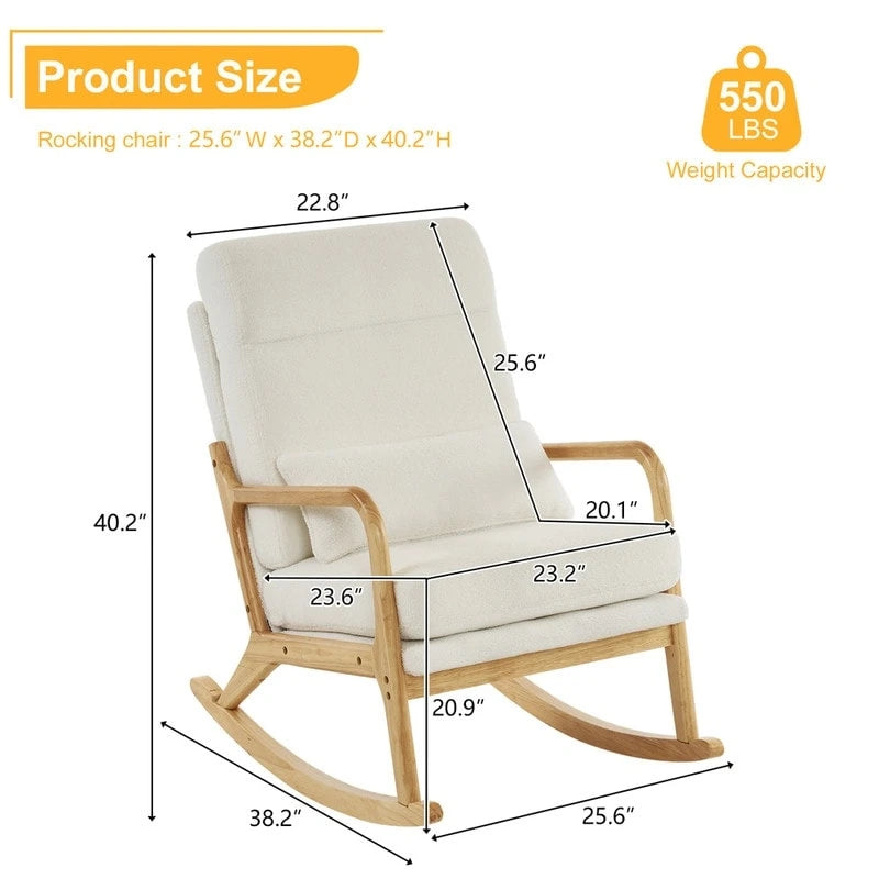 Fauteuil à bascule d'appoint rembourré à dossier haut de 99,9 cm