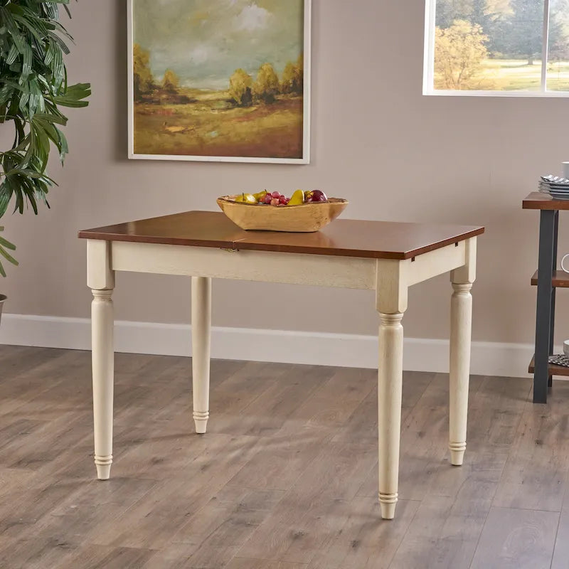 Table à manger en bois multicolore avec rallonge
