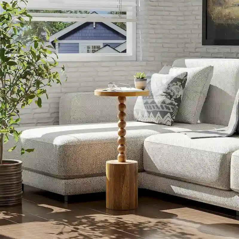 Table d'appoint ronde moderne en bois sur pied