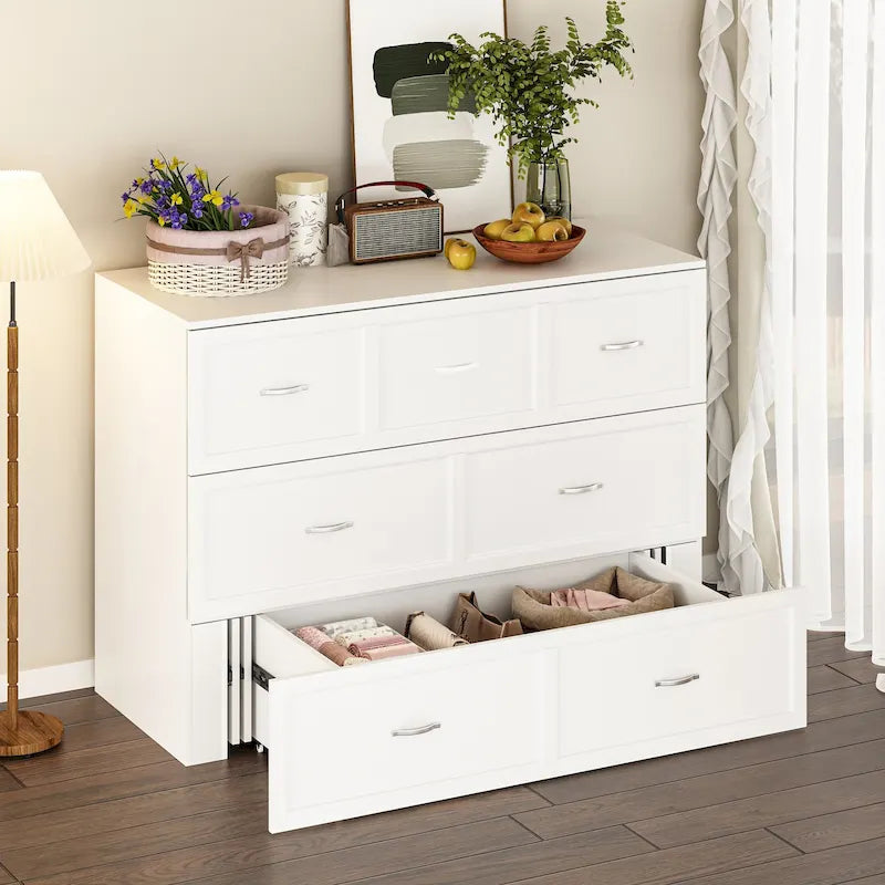 Armoire lit escamotable pleine grandeur avec tiroirs