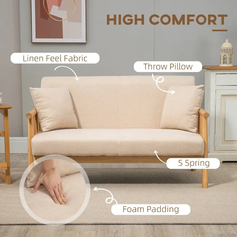 Canapé deux places rembourré moderne de 122 cm pour petits espaces