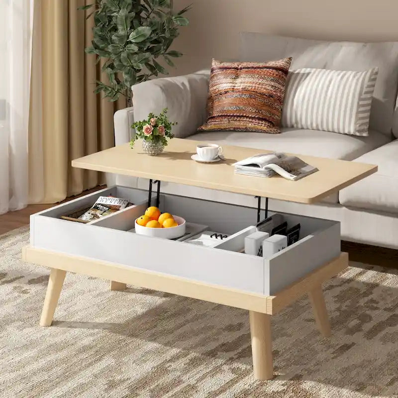 Wood Coffee Table with Hidden Compartment