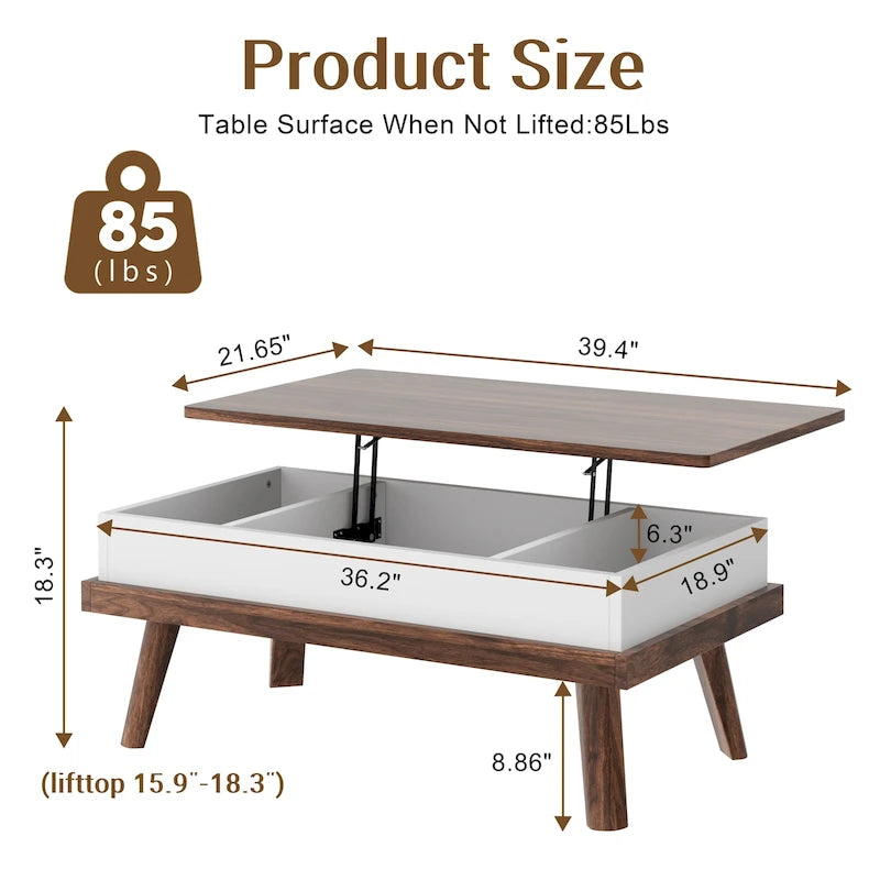 Wood Coffee Table with Hidden Compartment