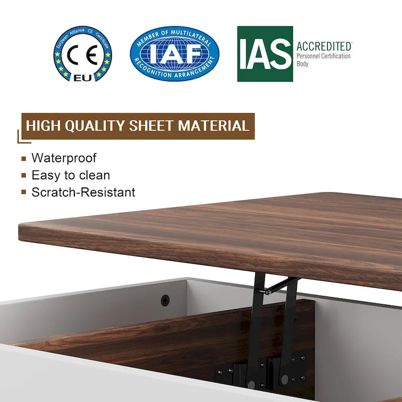 Table basse en bois avec compartiment de rangement caché