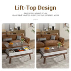 Table basse en bois avec compartiment de rangement caché