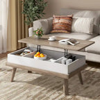 Table basse en bois avec compartiment de rangement caché