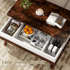 Table basse en bois avec compartiment de rangement caché