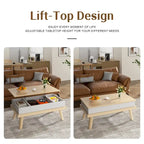 Table basse en bois avec compartiment de rangement caché