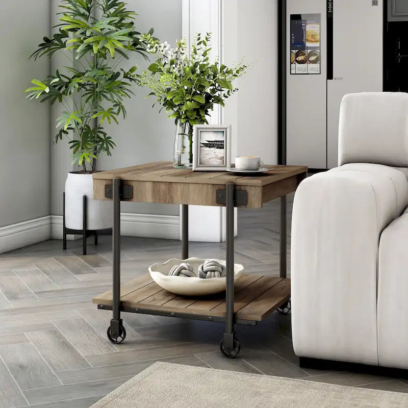 Farmhouse 24-Inch Steel 1-Shelf End Table