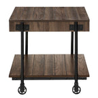 Table d'appoint de ferme en acier à 1 étagère de 24 pouces