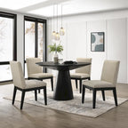 Table à manger ronde sur pied contemporaine avec 4 chaises