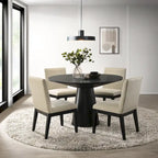 Table à manger ronde sur pied contemporaine avec 4 chaises