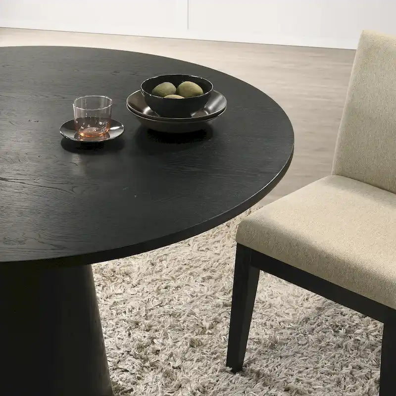 Table à manger ronde sur pied contemporaine avec 4 chaises