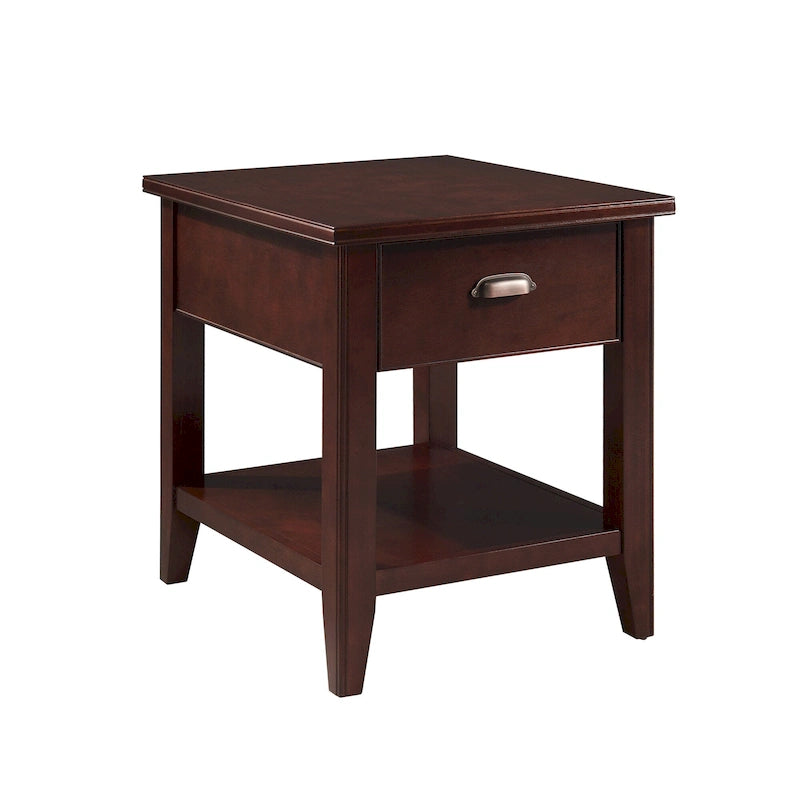 20 in. Solid Wood End Table with Shelf and Drawer