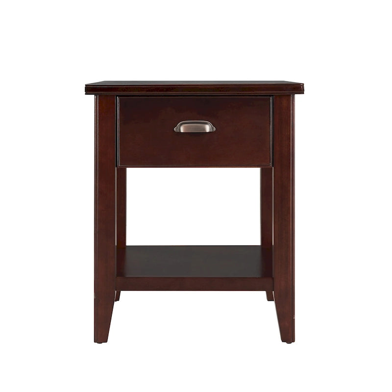 Table d'appoint en bois massif de 20 po avec étagère et tiroir