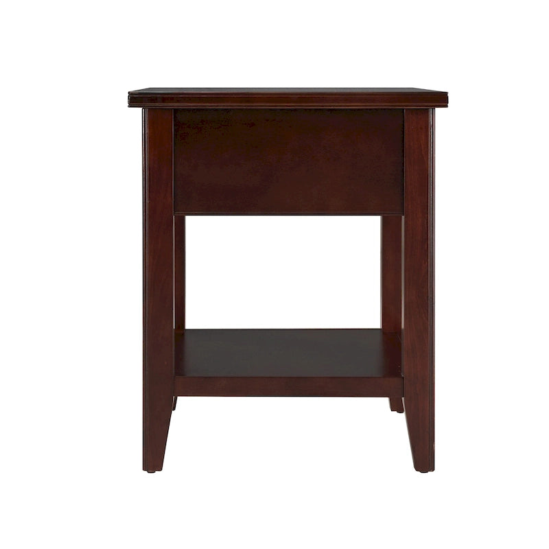 Table d'appoint en bois massif de 20 po avec étagère et tiroir