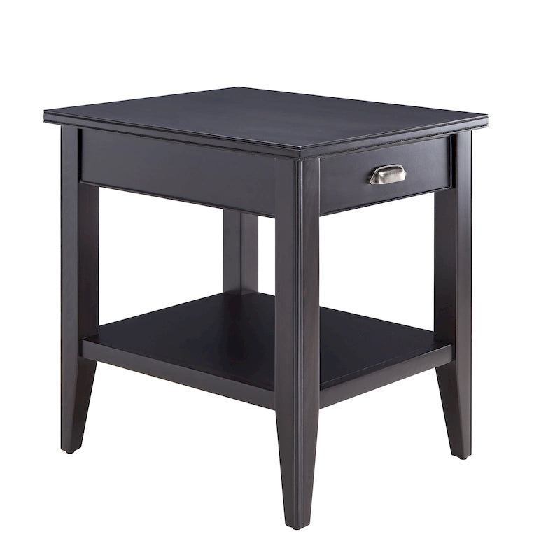 Table d'appoint en bois massif de 20 po avec étagère et tiroir