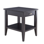 Table d'appoint en bois massif de 20 po avec étagère et tiroir