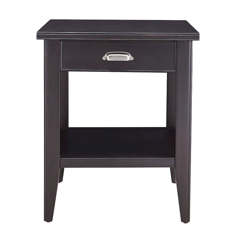 Table d'appoint en bois massif de 20 po avec étagère et tiroir