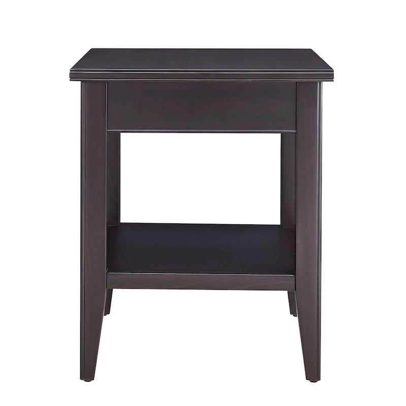 Table d'appoint en bois massif de 20 po avec étagère et tiroir