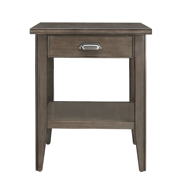 Table d'appoint en bois massif de 20 po avec étagère et tiroir