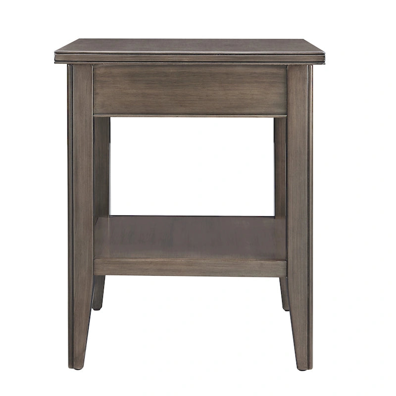 Table d'appoint en bois massif de 20 po avec étagère et tiroir