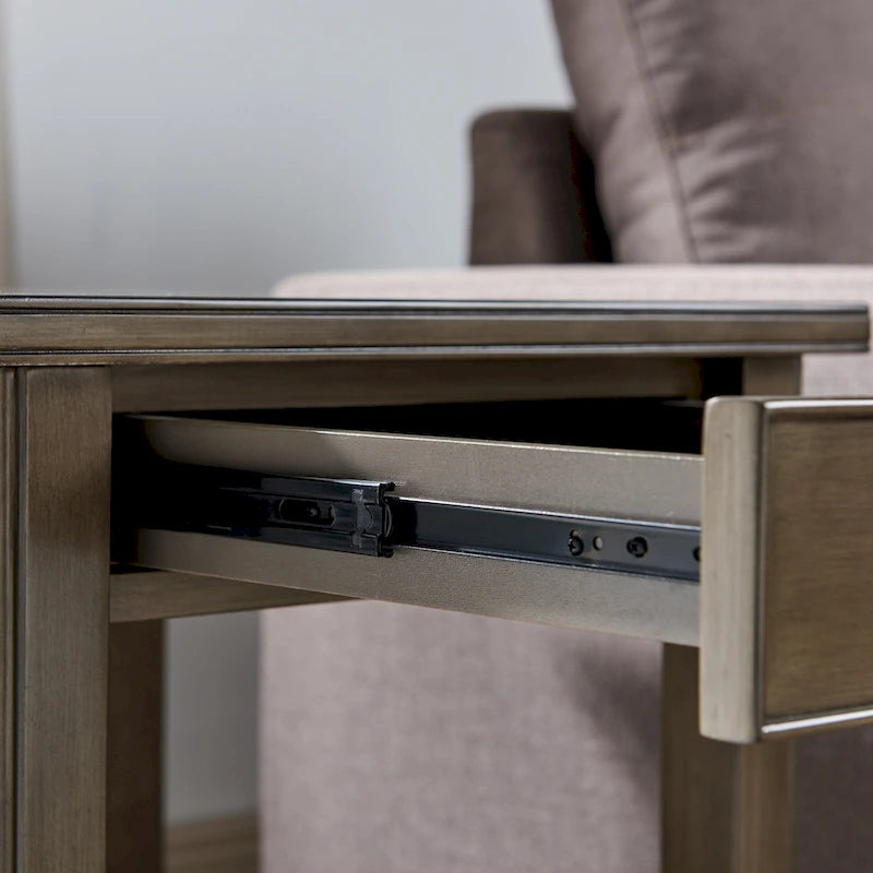Table d'appoint en bois massif de 20 po avec étagère et tiroir