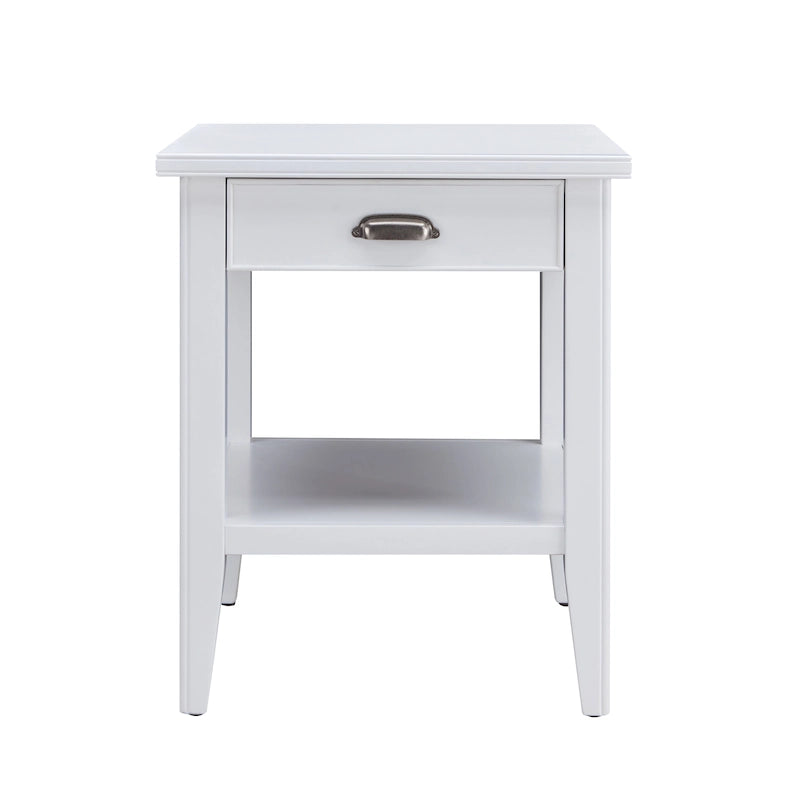 Table d'appoint en bois massif de 20 po avec étagère et tiroir