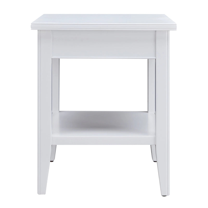 Table d'appoint en bois massif de 20 po avec étagère et tiroir