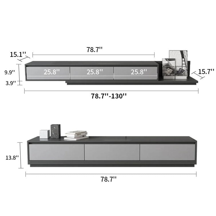 Meuble TV moderne extensible de 300 cm avec 3 tiroirs