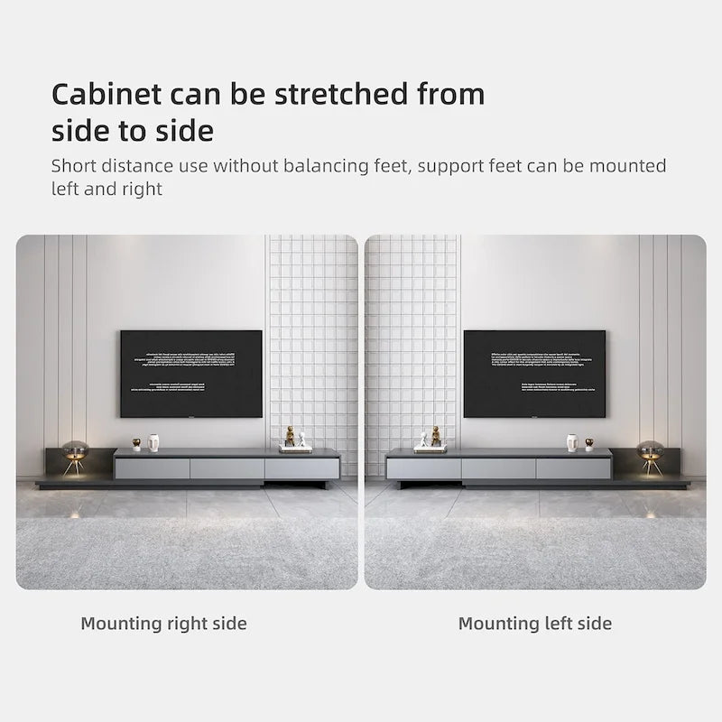 Meuble TV moderne extensible de 300 cm avec 3 tiroirs