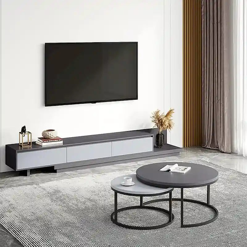 Meuble TV moderne extensible de 300 cm avec 3 tiroirs