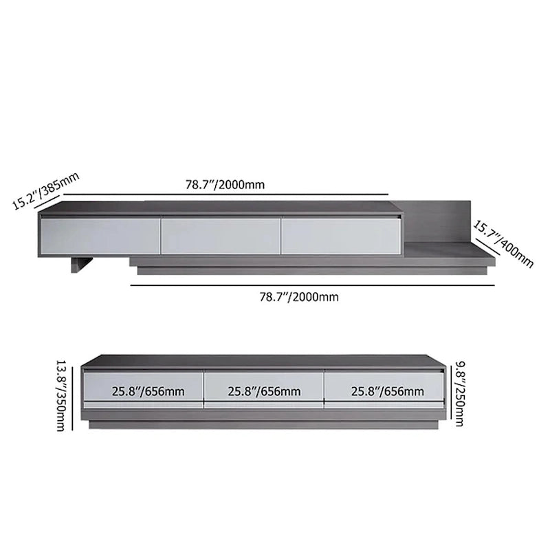 Meuble TV moderne extensible de 300 cm avec 3 tiroirs