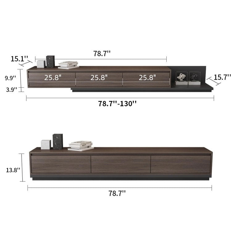 Meuble TV moderne extensible de 300 cm avec 3 tiroirs