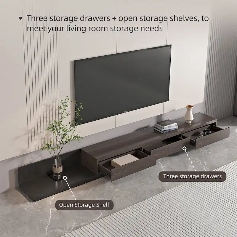 Meuble TV moderne extensible de 300 cm avec 3 tiroirs
