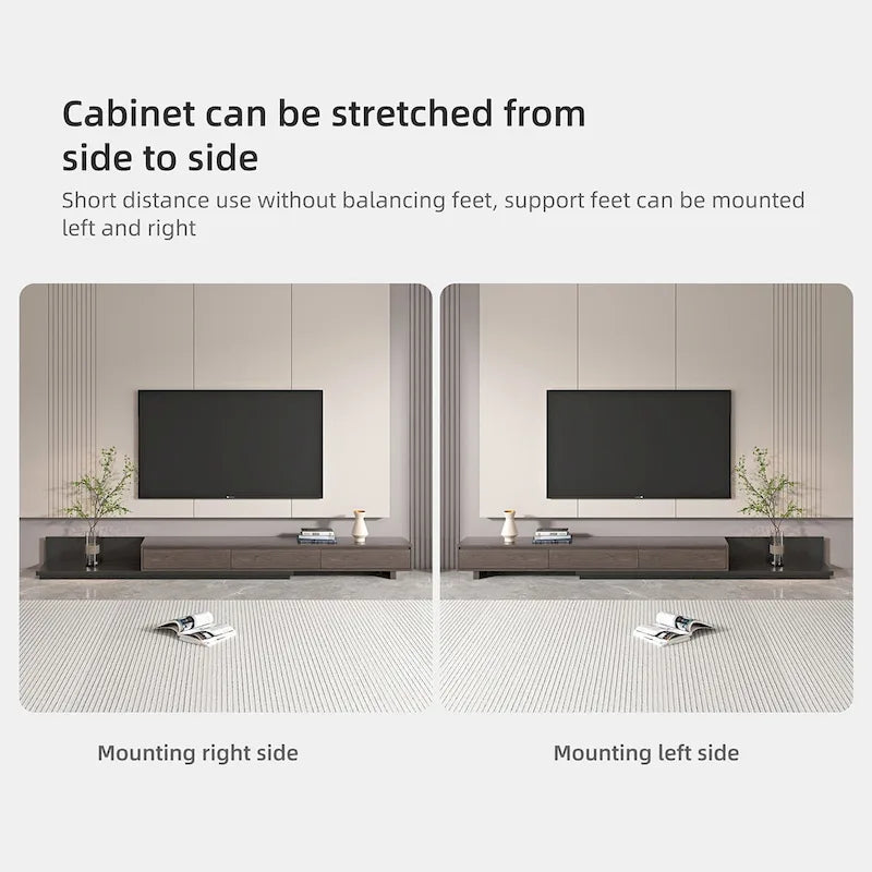 Meuble TV moderne extensible de 300 cm avec 3 tiroirs