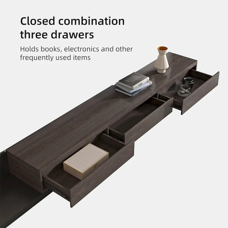 Meuble TV moderne extensible de 300 cm avec 3 tiroirs
