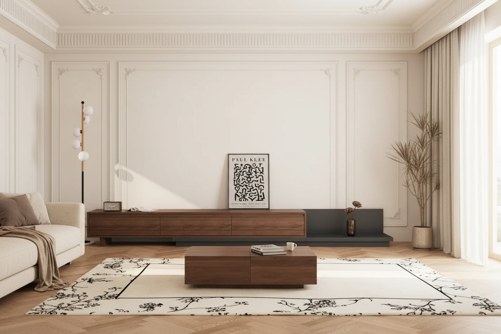 Meuble TV moderne extensible de 300 cm avec 3 tiroirs