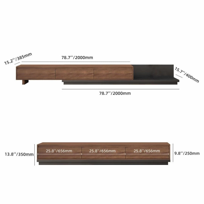 Meuble TV moderne extensible de 300 cm avec 3 tiroirs