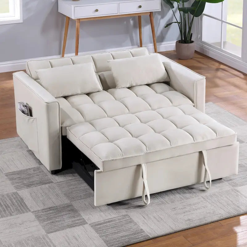Canapé-lit convertible capitonné escamotable de 55 po