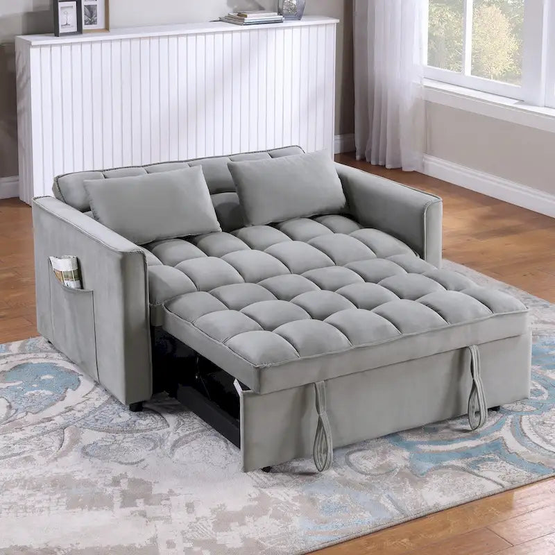 Canapé-lit convertible capitonné escamotable de 55 po