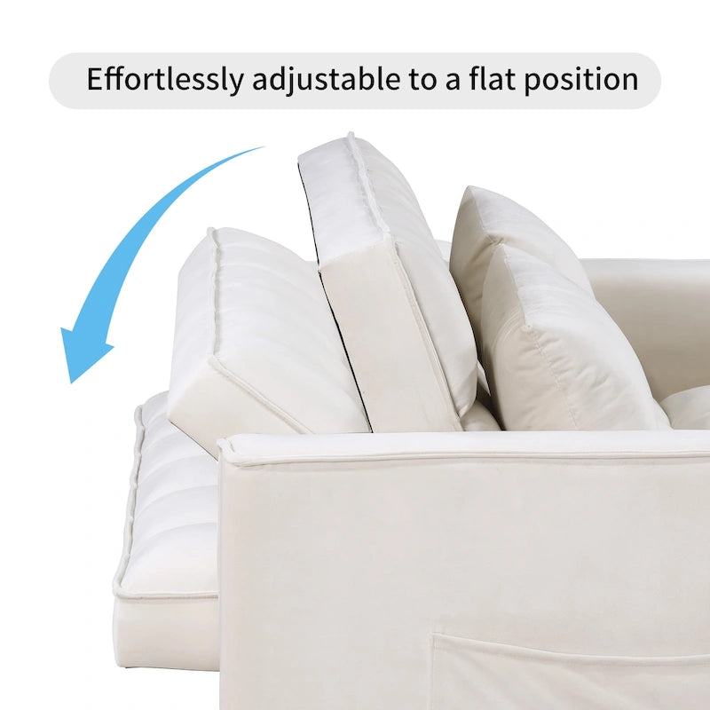 Canapé-lit convertible capitonné escamotable de 55 po