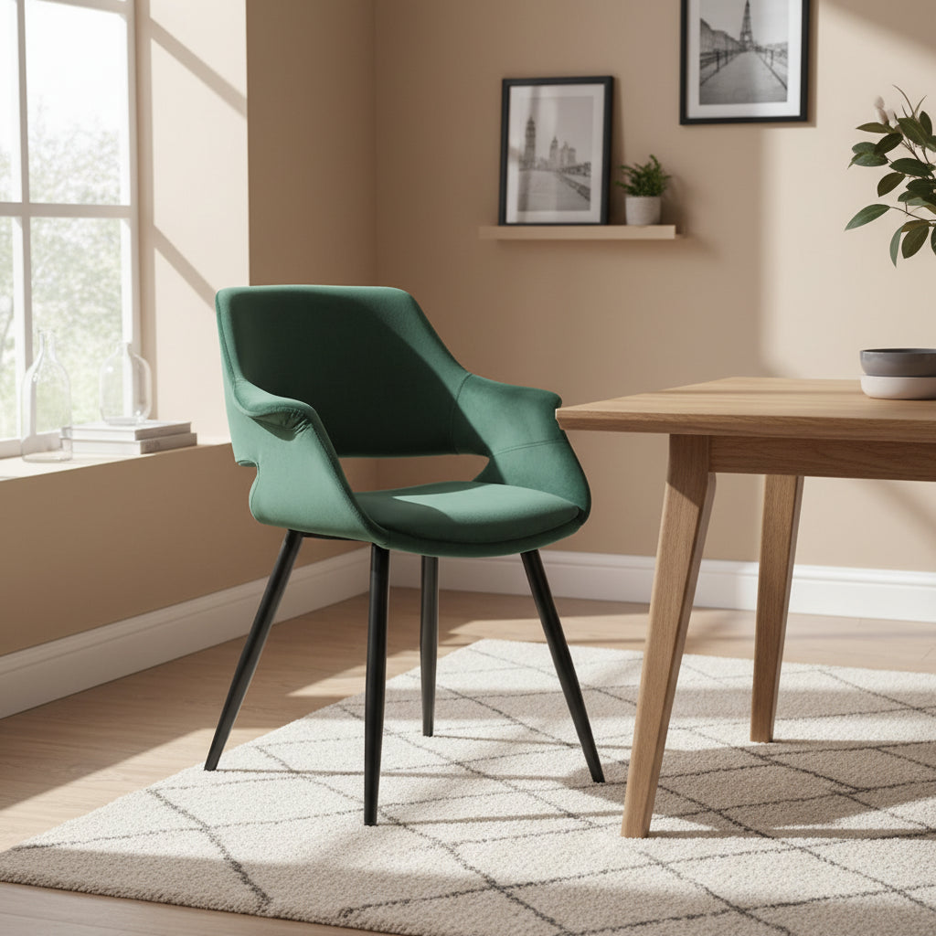 Chaise de salle à manger en velours de style Mid-Century