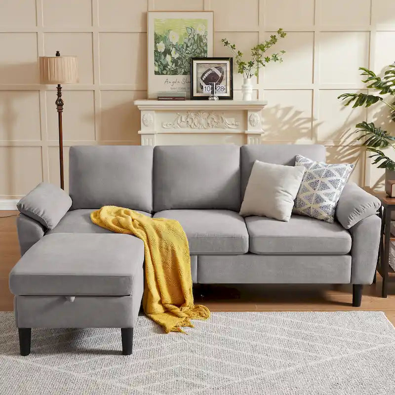 Canapé d'angle de 79,72 po avec pouf de rangement