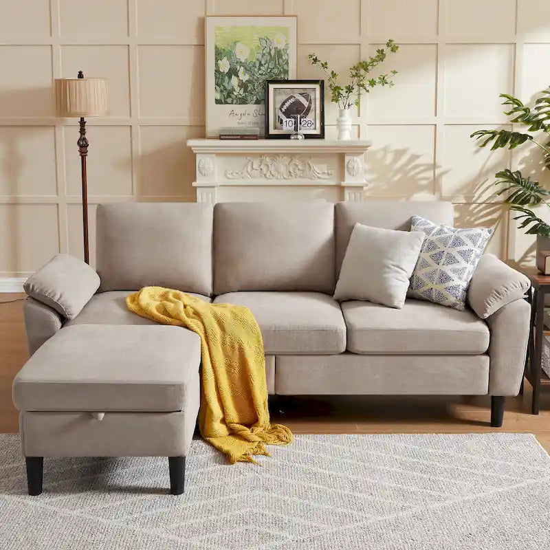 Canapé d'angle de 79,72 po avec pouf de rangement