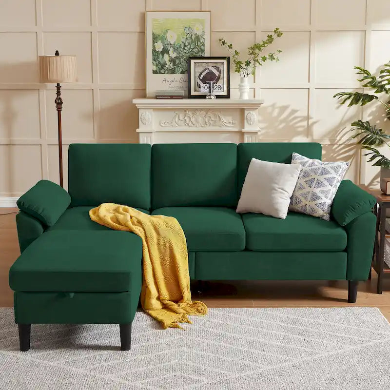 Canapé d'angle de 79,72 po avec pouf de rangement