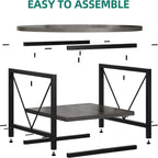 Table basse ronde à 2 niveaux de style industriel avec étagère