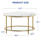 Table basse ronde à 2 niveaux de style industriel avec étagère