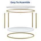 Table basse ronde à 2 niveaux de style industriel avec étagère